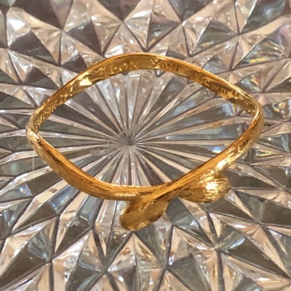 Sophia & Chloe Gold Brushed Bangle with Inscription, Size Small/Medium - Picture 3 of 6